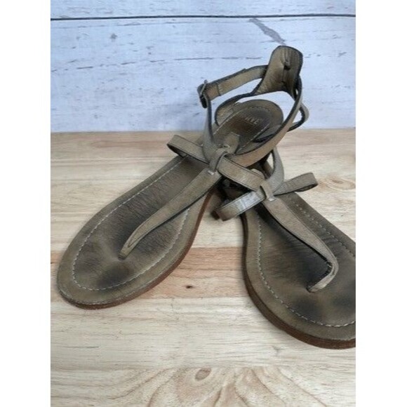 Frye Rachel T Boho Leather Ankle Strap Taupe Sandals Size 9M - Picture 12 of 12
